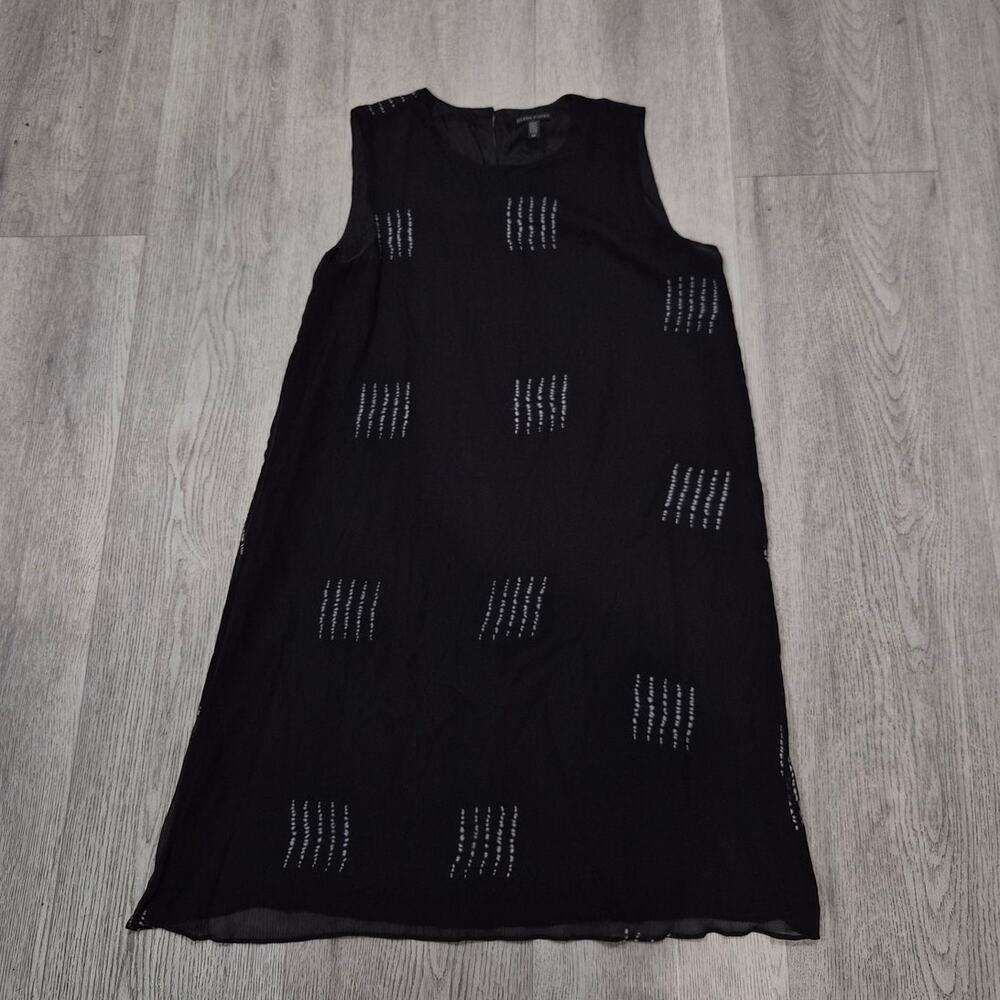 Eileen Fisher Black 100% Silk Sleeveless Mini Dress Size Small